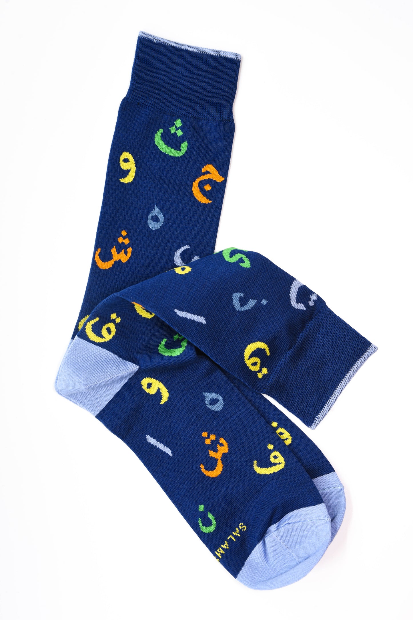 Alphabets Mercerized Mid-Calf Socks